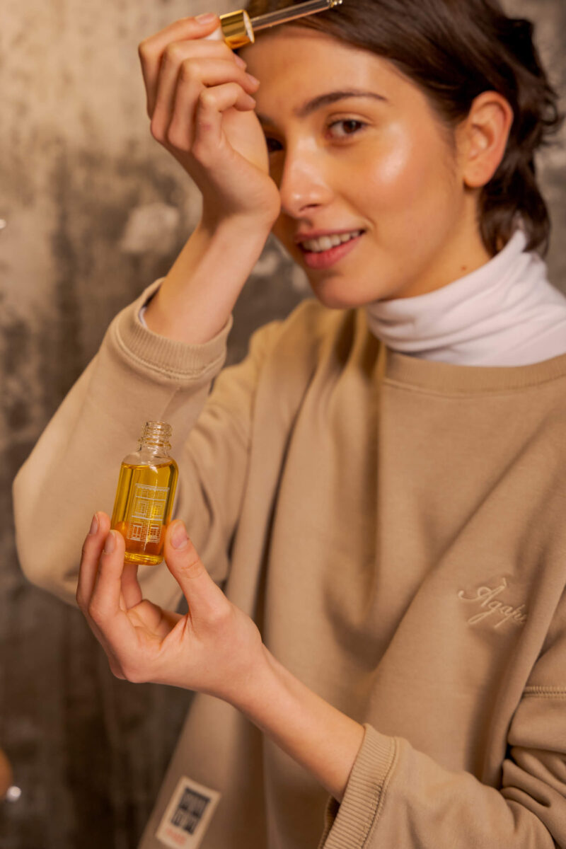 Aceite Esencial Rosas & Toalla Rayas Azul